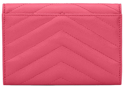 Saint Laurent Cassandre Grain De Poudre Envelope Wallet Small Fuchsia