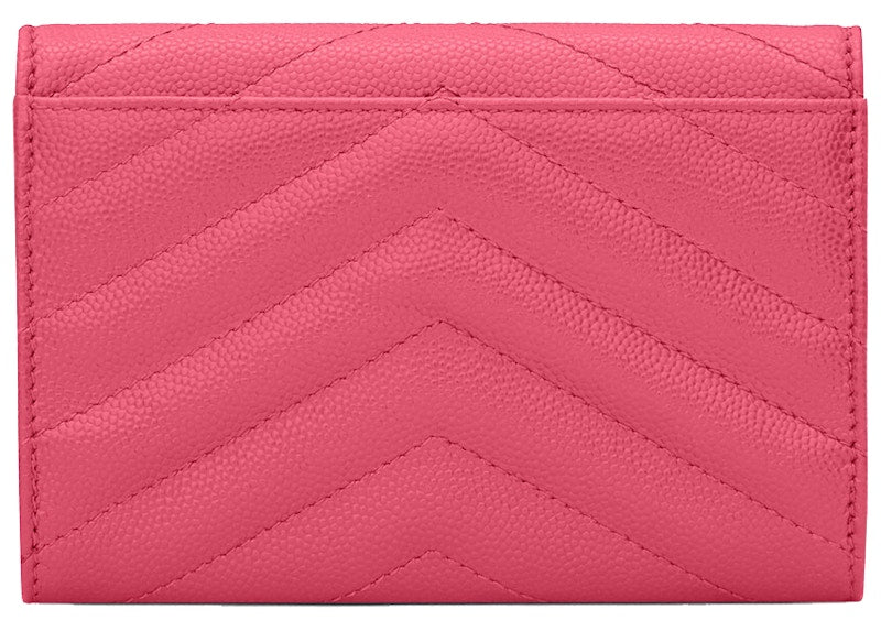 Saint Laurent Cassandre Grain De Poudre Envelope Wallet Small Fuchsia