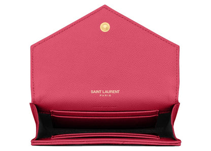 Saint Laurent Cassandre Grain De Poudre Envelope Wallet Small Fuchsia