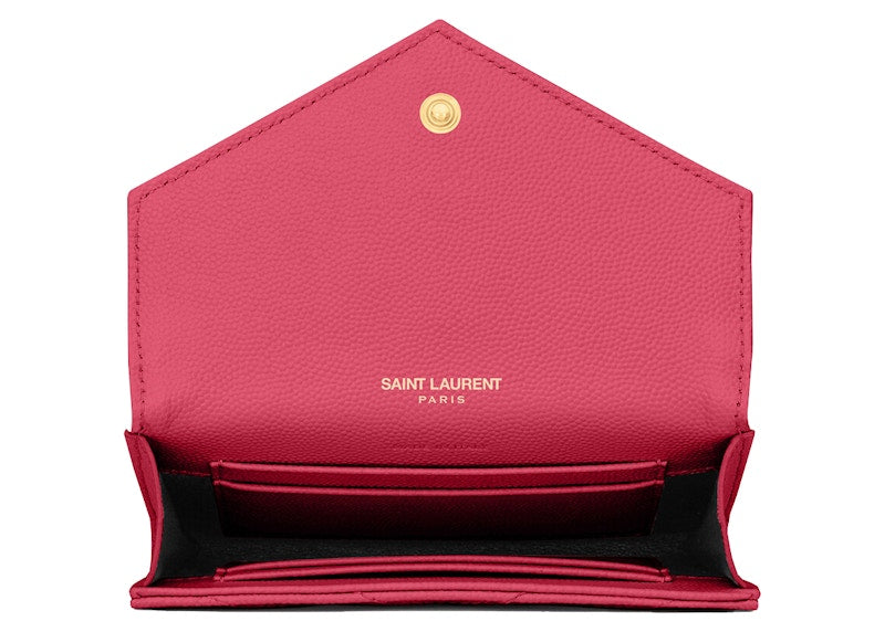 Saint Laurent Cassandre Grain De Poudre Envelope Wallet Small Fuchsia