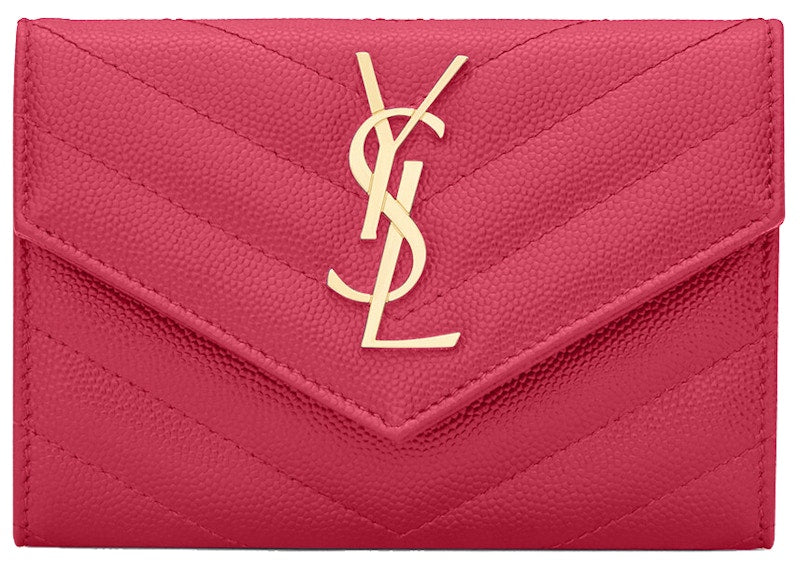 Saint Laurent Cassandre Grain De Poudre Envelope Wallet Small Fuchsia