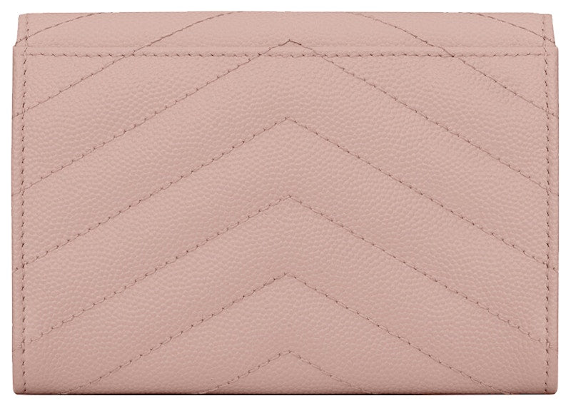 Saint Laurent Cassandre Grain De Poudre Envelope Wallet Small Pale Pink