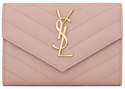 Saint Laurent Cassandre Grain De Poudre Envelope Wallet Small Pale Pink