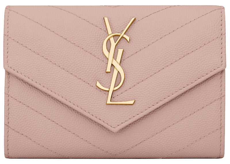 Saint Laurent Cassandre Grain De Poudre Envelope Wallet Small Pale Pink