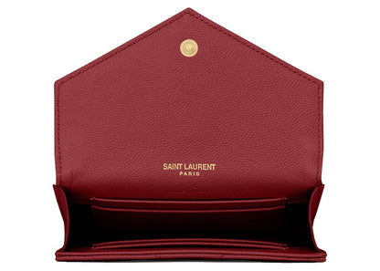 Saint Laurent Cassandre Grain De Poudre Envelope Wallet Small Rouge Opyum