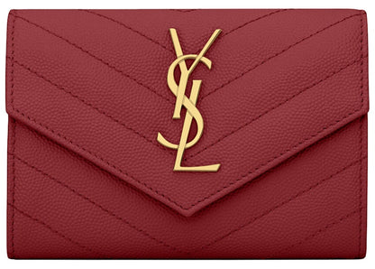 Saint Laurent Cassandre Grain De Poudre Envelope Wallet Small Rouge Opyum