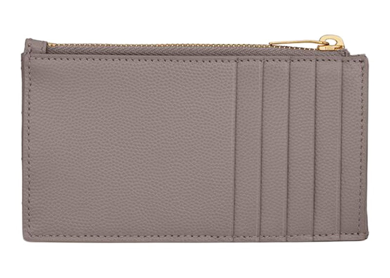 Saint Laurent Cassandre Matelasse Zipped Fragments Card Case De Poudre Embossed Fog