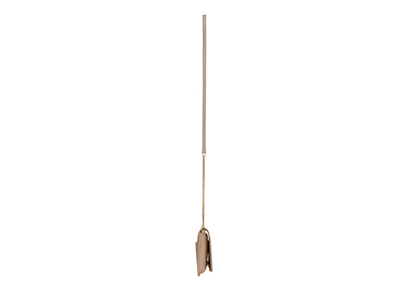 Saint Laurent Cassandre Phone Holder With Strap In Smooth Leather Dark Beige