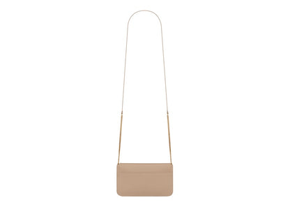 Saint Laurent Cassandre Phone Holder With Strap In Smooth Leather Dark Beige