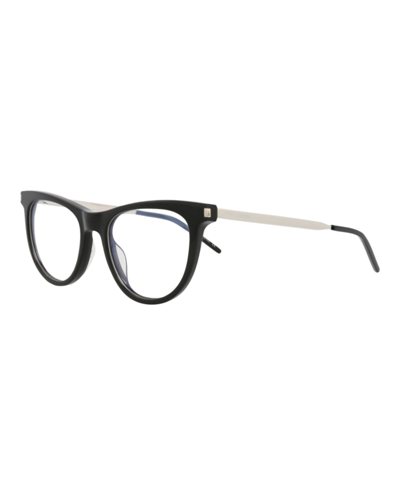 Saint Laurent Cat Eye-Frame Acetate Optical Frames Black Silver Transparent (SL514-30013059-001)