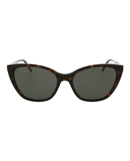 Saint Laurent Cat Eye-Frame Acetate Sunglasses Havana Silver Grey (SLM69-30009356-002)