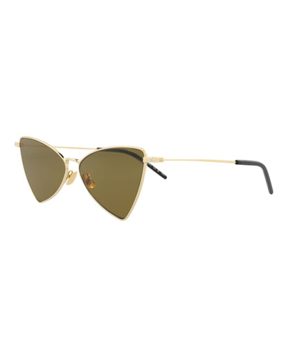 Saint Laurent Cat Eye-Frame Metal Sunglasses Gold/Gold/Brown (SL303JERRY-30007822-011)