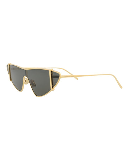 Saint Laurent Cat Eye-Frame Metal Sunglasses Gold/Gold/Grey (SL536-30013534-003)