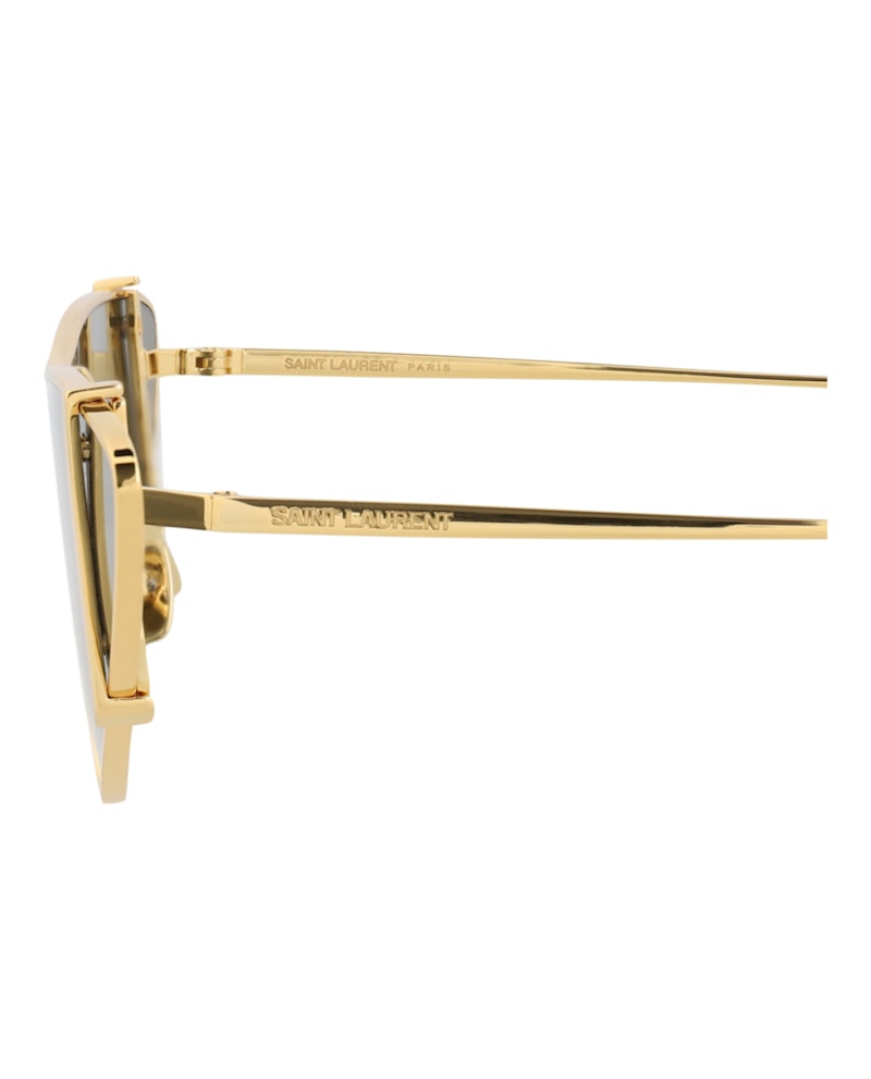 Saint Laurent Cat Eye-Frame Metal Sunglasses Gold/Gold/Grey (SL536-30013534-003)