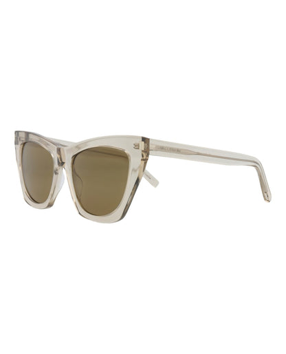 Saint Laurent Cat Eye-Frame Recycled Acetate Sunglasses Beige Beige Brown (SL214KATE-30002632-032)