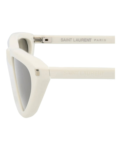 Saint Laurent Cat Eye-Frame Recycled Acetate Sunglasses White White Grey (SL703-30015705-003)