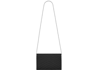 Saint Laurent Chain Wallet Matelasse Grain de Poudre Black