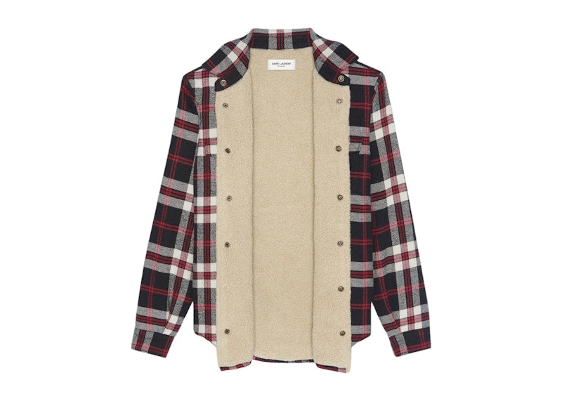 Saint Laurent Checked Vintage Sherling Shirt Red/Black/White
