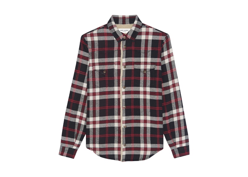 Saint Laurent Checked Vintage Sherling Shirt Red/Black/White