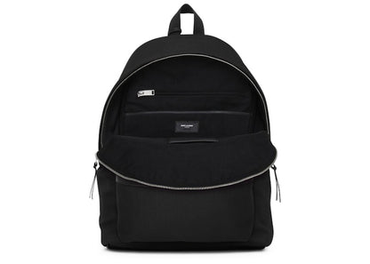 Saint Laurent City Canvas Backpack Canvas Silver-tone Black