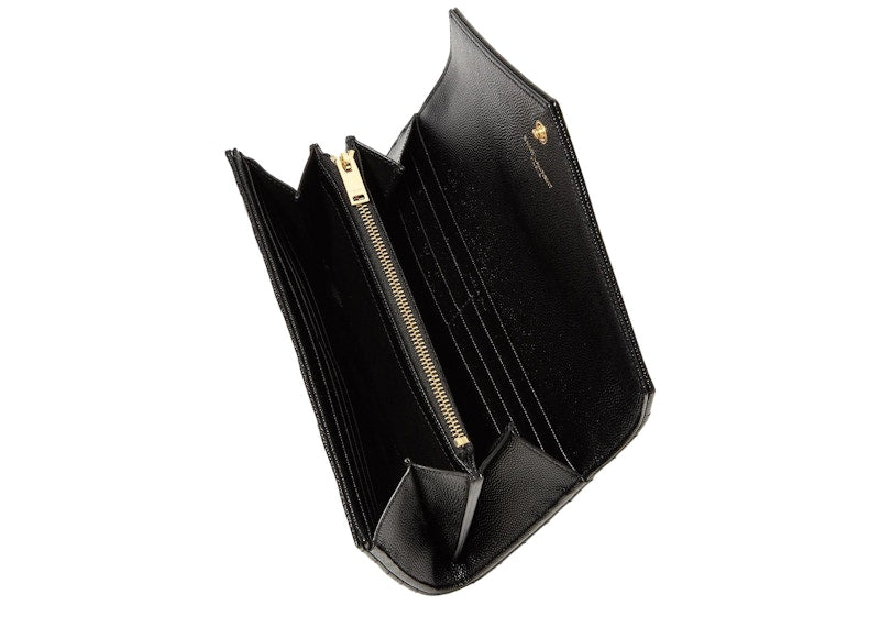 Saint Laurent College Flap Wallet Matelasse Large Black
