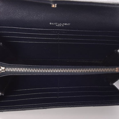 Saint Laurent College Flap Wallet Matelasse Large Navy