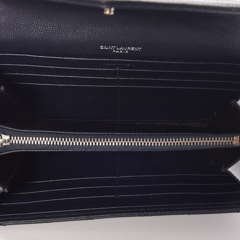 Saint Laurent College Flap Wallet Matelasse Large Navy