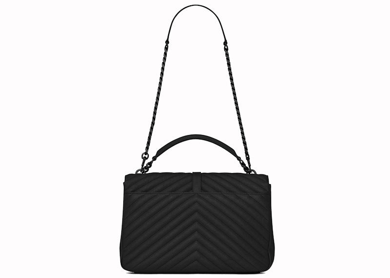 Saint Laurent College Matelasse Lambskin Black-tone Large Black