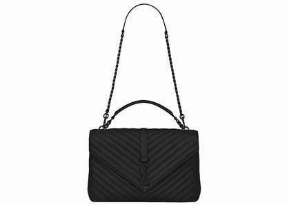 Saint Laurent College Matelasse Lambskin Black-tone Large Black