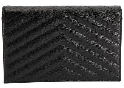 Saint Laurent Envelope Chain Wallet Grain De Poudre Black