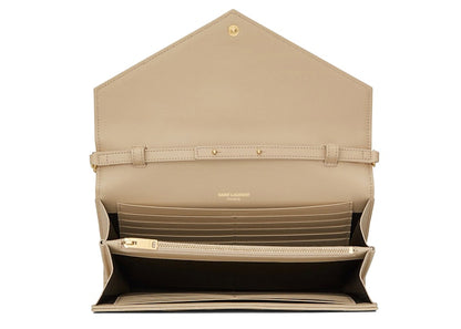 Saint Laurent Envelope Chain Wallet Grain De Poudre Gold-tone Powder