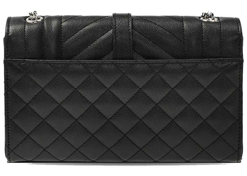 Saint Laurent Envelope Quilted Shoulder Bag Black