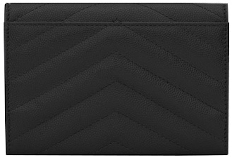 Saint Laurent Envelope Wallet Matelasse Grain de Poudre Small Black