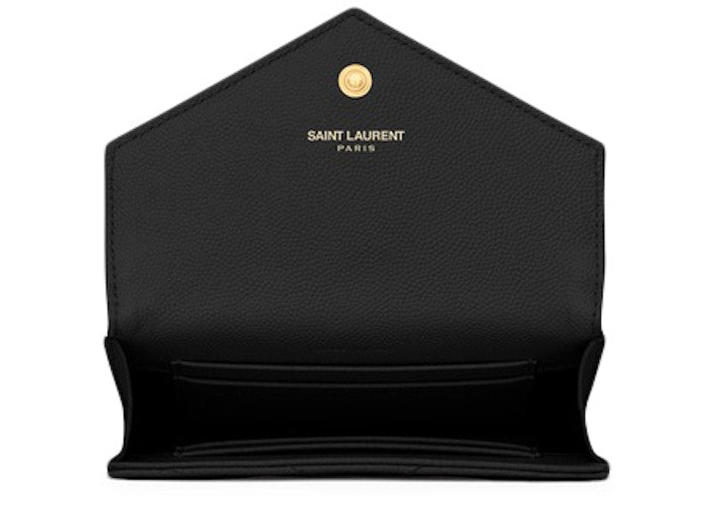 Saint Laurent Envelope Wallet Matelasse Grain de Poudre Small Black