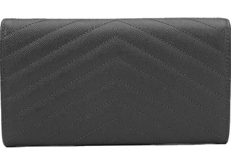 Saint Laurent Flap Wallet Large Monogram Grain De Poudre Storm Grey