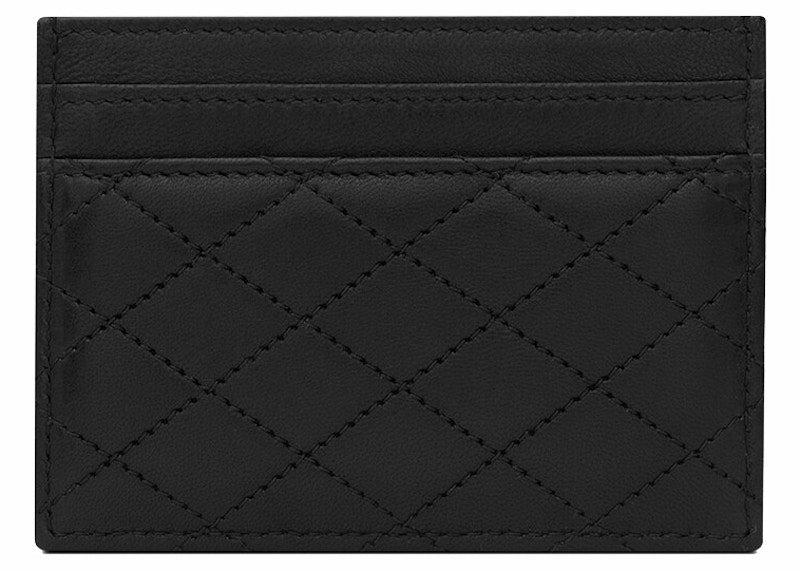 Saint Laurent Gaby Card Case In Quilted Lambskin Noir