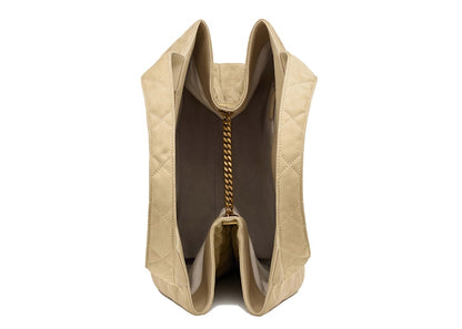Saint Laurent Icare Maxi Shopping Bag Quilted Nubuck Suede Beige