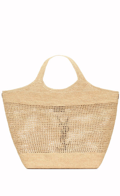 Saint Laurent Icare in Raffia Naturel/Brown Gold