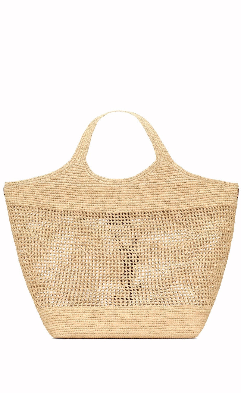 Saint Laurent Icare in Raffia Naturel/Brown Gold