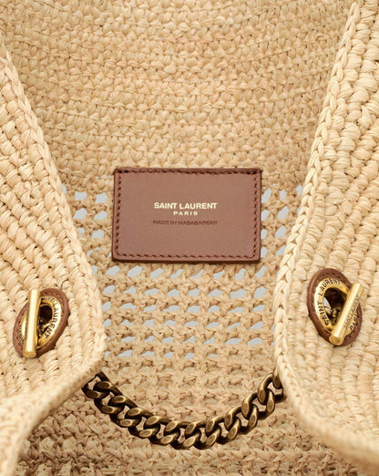 Saint Laurent Icare in Raffia Naturel/Brown Gold