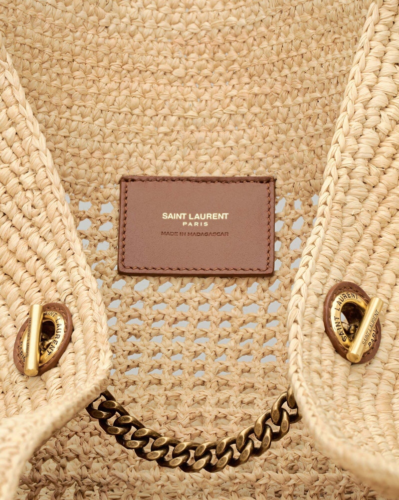 Saint Laurent Icare in Raffia Naturel/Brown Gold