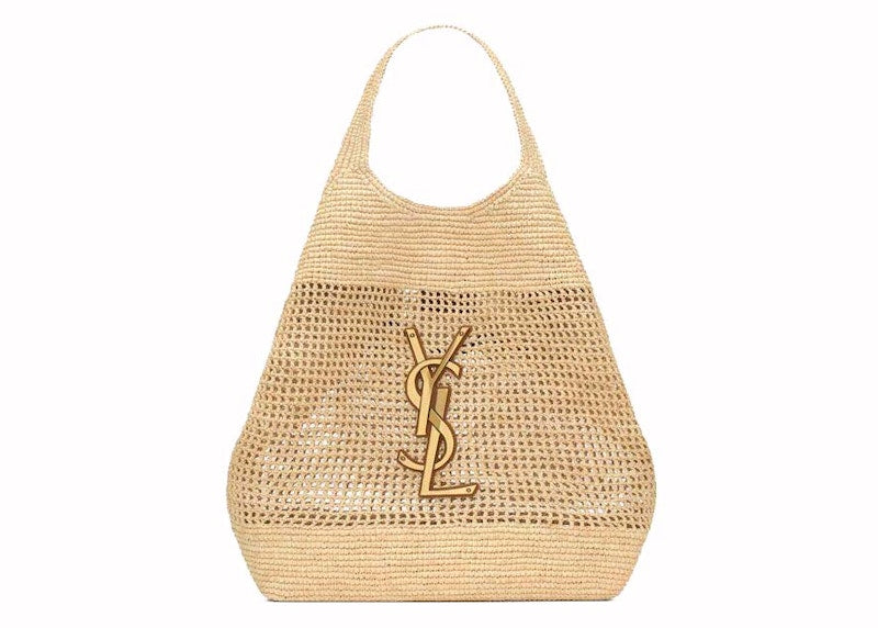 Saint Laurent Icare in Raffia Naturel/Brown Gold