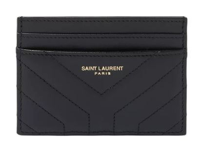 Saint Laurent Joan Card Case In Quilted Leather Black