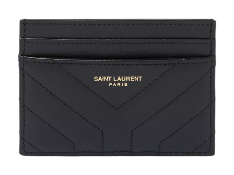 Saint Laurent Joan Card Case In Quilted Leather Black