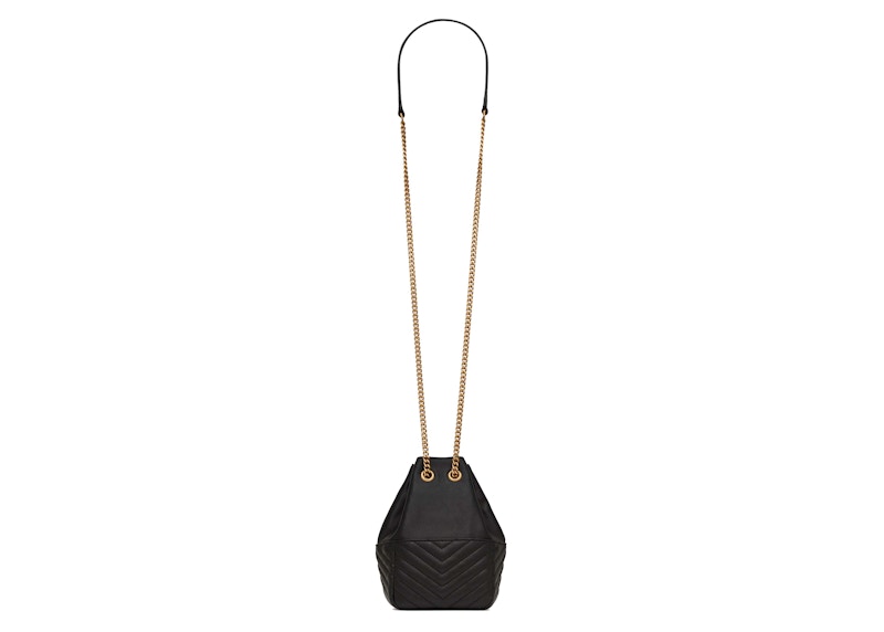 Saint Laurent Joe Mini Bucket Bag In Quilted Lambskin Leather Black