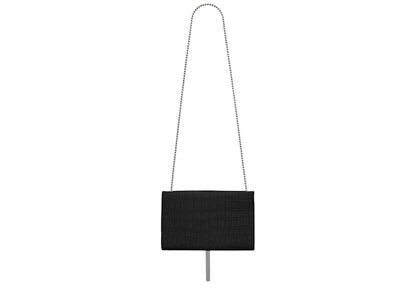 Saint Laurent Kate Crossbody Embossed Crocodile Tassle Medium Black