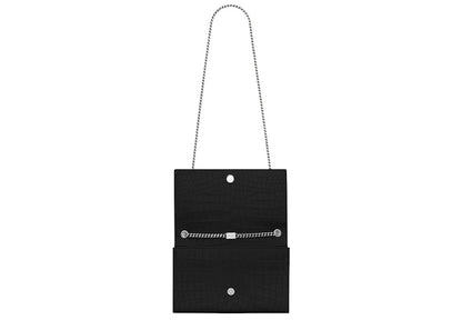 Saint Laurent Kate Crossbody Embossed Crocodile Tassle Medium Black