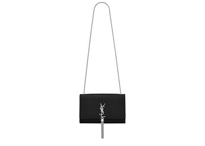 Saint Laurent Kate Crossbody Embossed Crocodile Tassle Medium Black