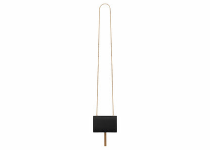Saint Laurent Kate Tassel Airpods Micro Bag In Embossed Leather Noir