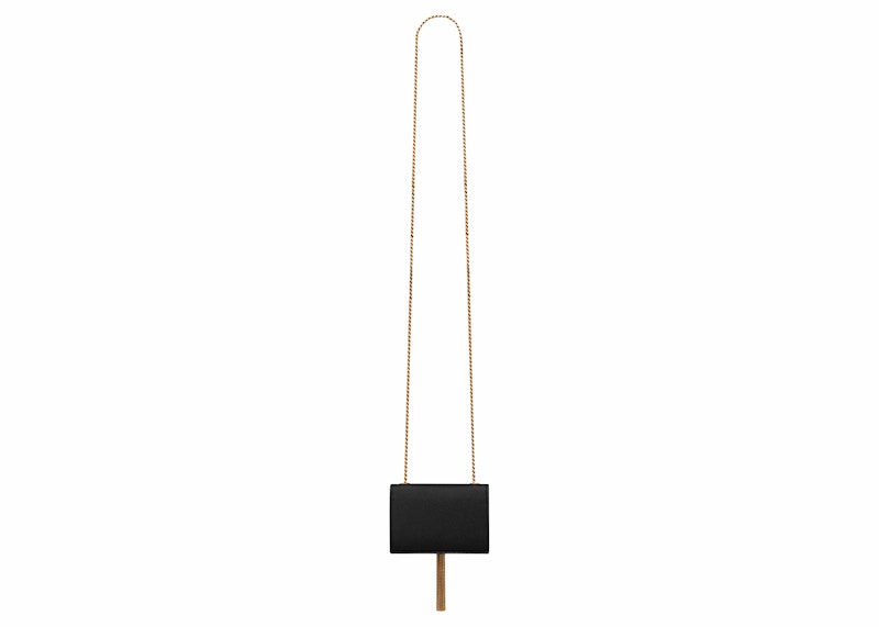 Saint Laurent Kate Tassel Airpods Micro Bag In Embossed Leather Noir